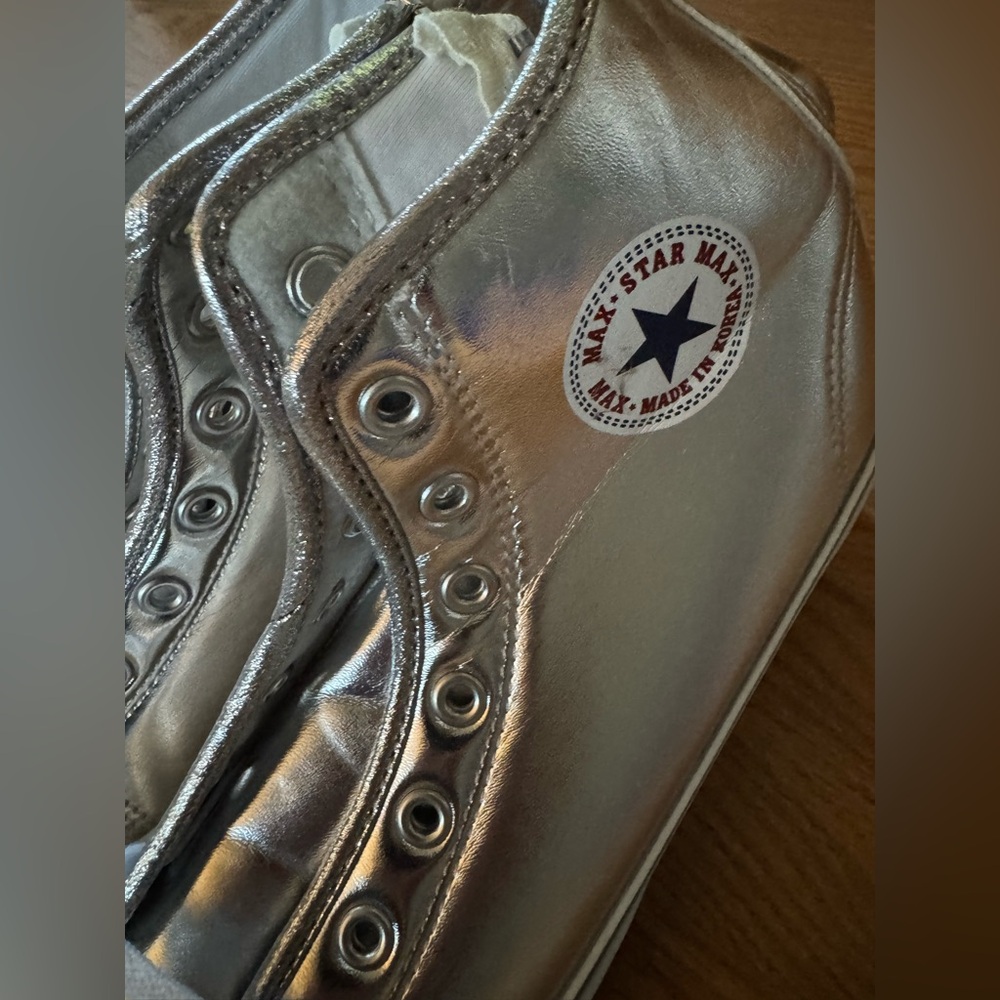 🆕 [Maxstar] Women's Zipper Low Wedge Heel Silver High Top Sneakers Sz: 8 - Picture 7 of 9